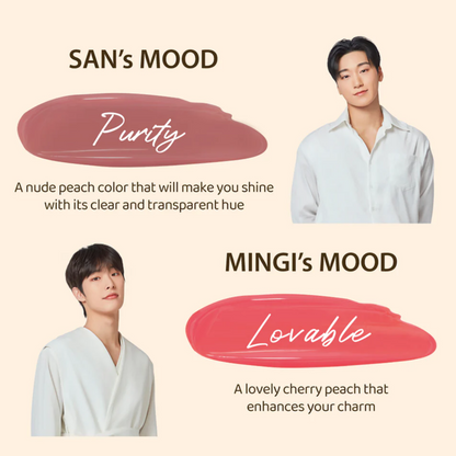 NACIFIC X ATEEZ Limited Edition Shine Mood Slick Lip Tint Set + Four Cut Photocards (Blossom)