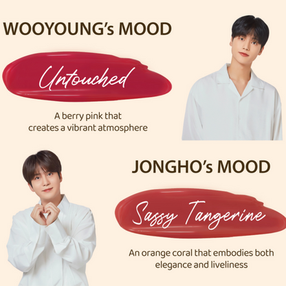 NACIFIC X ATEEZ Limited Edition Shine Mood Slick Lip Tint Set + Four Cut Photocards (Blossom)