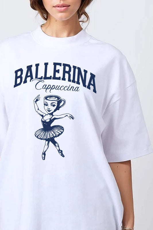 150GSM Oversized T-Shirt in Ballerina Cappuchina Brainrot Print